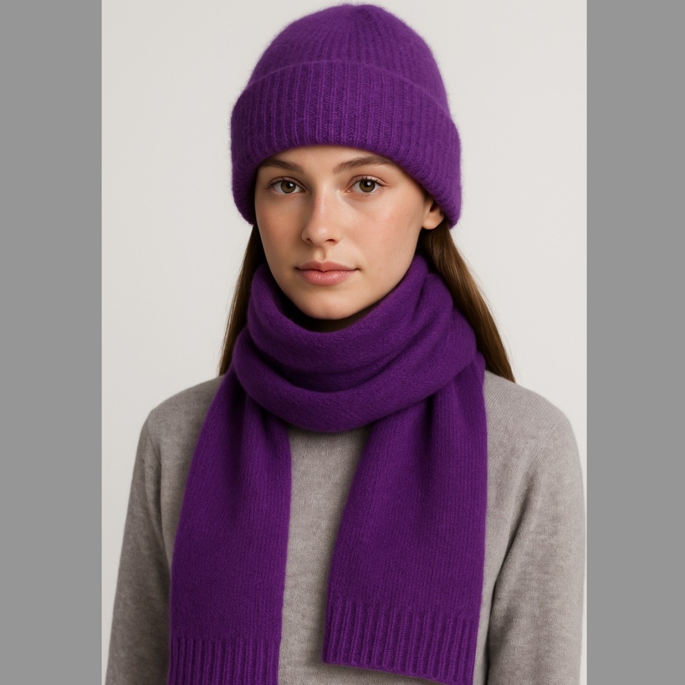 Ichi purple soft hat and scarf coordinated set NWT